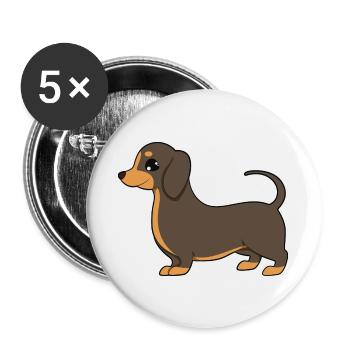 Dackel - Buttons groß 56 mm (5er Pack) - Weiß - Vorne