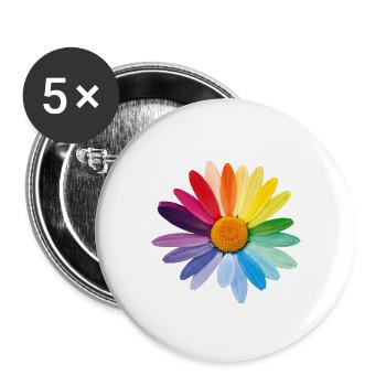 Marguerite Daisies Rainbow Colors Pride Gay - Buttons large 2.2''/56 mm (5-pack) - white - Front
