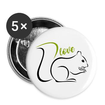 Eichhörnchen - Buttons groß 56 mm (5er Pack) - Weiß - Vorne