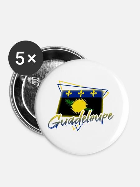Guadeloupe - Buttons groß 56 mm (5er Pack) - Weiß