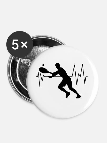 Tennisspieler - Buttons groß 56 mm (5er Pack) - Weiß