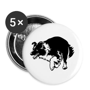 Border Collie - Lot de 5 grands badges (56 mm) - blanc - Devant