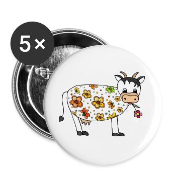 Kuh - Buttons groß 56 mm (5er Pack) - Weiß - Vorne