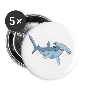 Requin marteau - Lot de 5 grands badges (56 mm) - blanc - Devant