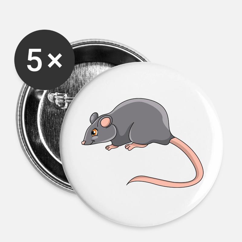 Rat - Buttons large 2.2''/56 mm (5-pack) - white
