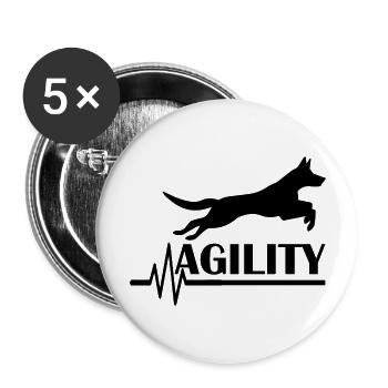 Hund Dog Agility - Buttons groß 56 mm (5er Pack) - Weiß - Vorne