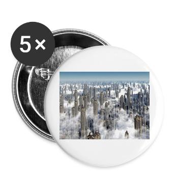 Futuristic skyscrapers in a megacity - Buttons large 2.2''/56 mm (5-pack) - white - Front