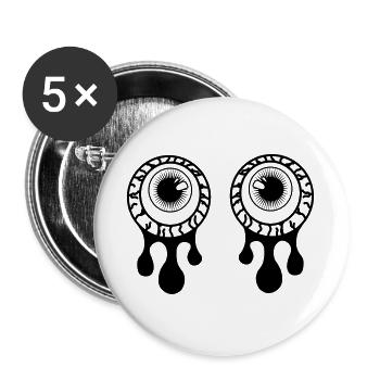 Augen, Pupillen mit Augenflüssigkeitstränen - Buttons groß 56 mm (5er Pack) - Weiß - Vorne