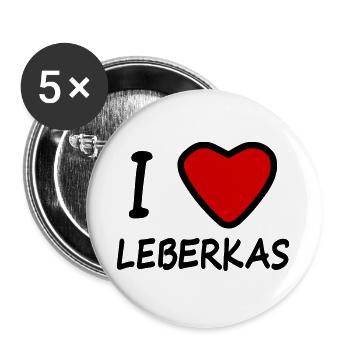 I Herz Love Leberkas Leberkäs Leberkäse - Buttons groß 56 mm (5er Pack) - Weiß - Vorne