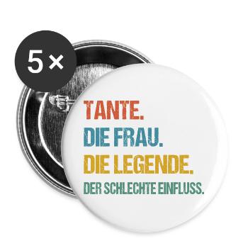 Tante Die Frau Die Legende Beste Tante - Buttons groß 56 mm (5er Pack) - Weiß - Vorne