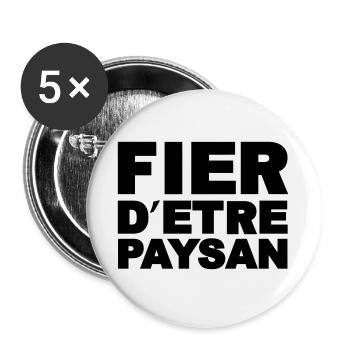 Fier d être Paysan - Lot de 5 grands badges (56 mm) - blanc - Devant