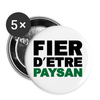 Fier d être Paysan - Lot de 5 grands badges (56 mm) - blanc - Devant