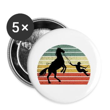 Pferd - Ich mache meine eigenen Vintage-Retro-Stunts - Buttons groß 56 mm (5er Pack) - Weiß - Vorne