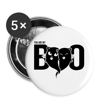 Cat Ghost - Tu es mon boo - Cœur - Halloween - Lot de 5 grands badges (56 mm) - blanc - Devant