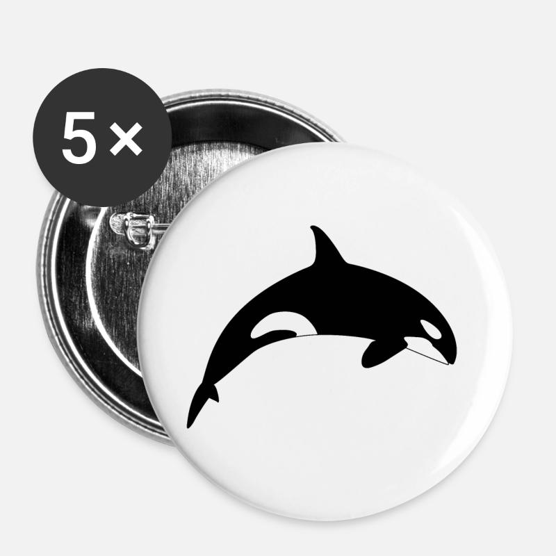 Killer Whale Orca Killer Whale - Buttons large 2.2''/56 mm (5-pack) - white