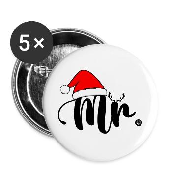 Monsieur Noël - Buttons large 2.2''/56 mm (5-pack) - white - Front