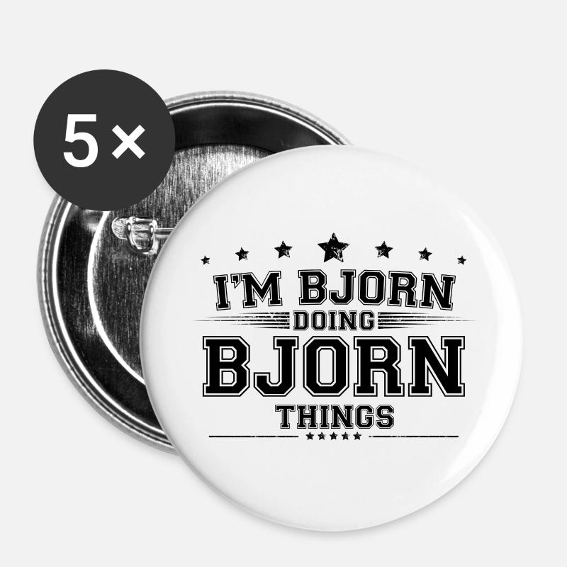 Ich bin Björn, der Björn-Dinge tut - Buttons groß 56 mm (5er Pack) - Weiß