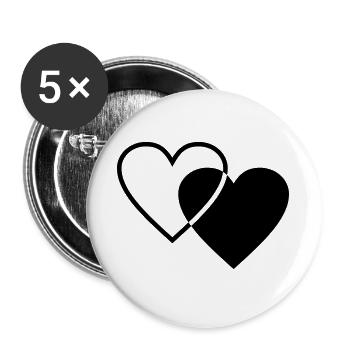 Two hearts - Buttons large 2.2''/56 mm (5-pack) - white - Front