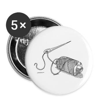 Yarn Roll Needle And Thread Symbol Drawing - Buttons large 2.2''/56 mm (5-pack) - white - Front