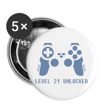 joueur joueur 21e anniversaire - Lot de 5 grands badges (56 mm) - blanc - Devant