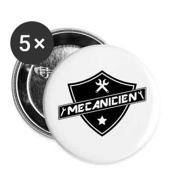 blason mécanicien - Lot de 5 grands badges (56 mm) - blanc - Devant