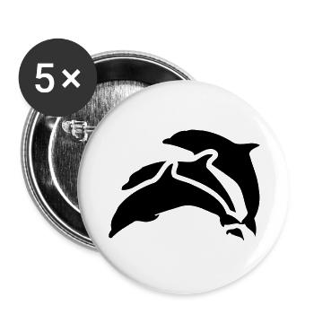 drei delfine - Buttons groß 56 mm (5er Pack) - Weiß - Vorne