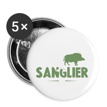 Je Peux Pas J'ai Sanglier Cadeau Chasseur - Lot de 5 grands badges (56 mm) - blanc - Devant