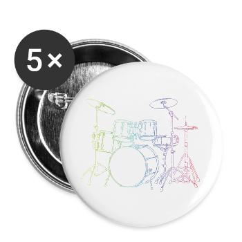 Drumset Sticks Drummer Drums Drummer - Buttons large 2.2''/56 mm (5-pack) - white - Front