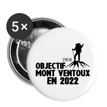 Mont Ventoux 2022 Cycliste Montagne Randonnée - Lot de 5 grands badges (56 mm) - blanc - Devant