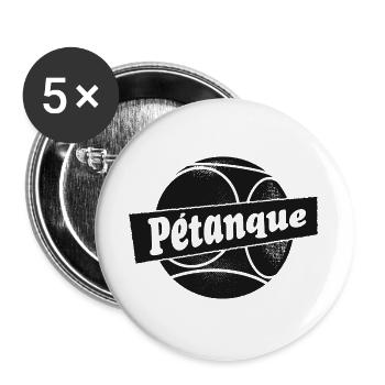 Tenue pétanque Boulekugel pour Bouler Boule - Lot de 5 grands badges (56 mm) - blanc - Devant
