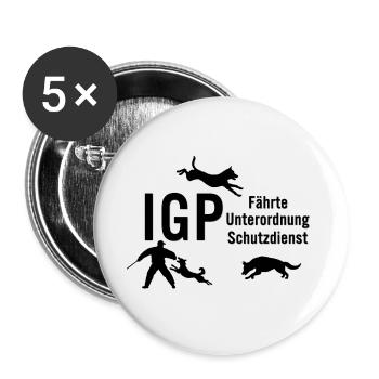 IGP Hundesport - Black - Buttons groß 56 mm (5er Pack) - Weiß - Vorne