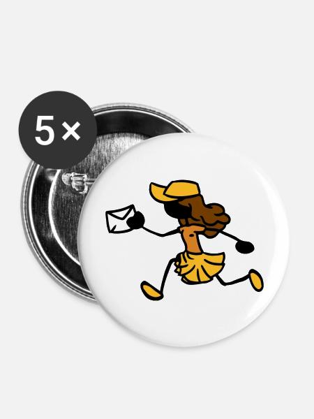 Postbotin Postfrau Kurier - Buttons groß 56 mm (5er Pack) - Weiß