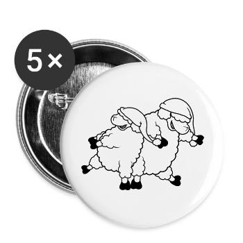 Party Schafe tanzend - Buttons groß 56 mm (5er Pack) - Weiß - Vorne