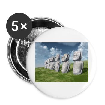 Moai Statuen auf der Osterinsel - Buttons groß 56 mm (5er Pack) - Weiß - Vorne