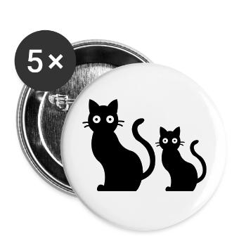 cat family - Buttons large 2.2''/56 mm (5-pack) - white - Front