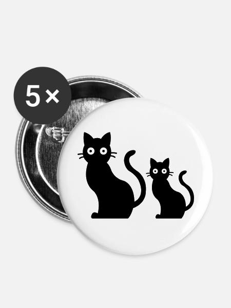 cat family - Buttons groß 56 mm (5er Pack) - Weiß