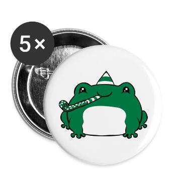 Joyeux anniversaire Grenouille - Lot de 5 grands badges (56 mm) - blanc - Devant