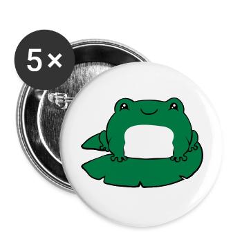 Frosch auf Seerose - Buttons groß 56 mm (5er Pack) - Weiß - Vorne