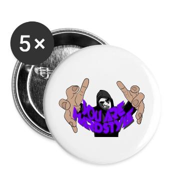 Hardstyle - Buttons groß 56 mm (5er Pack) - Weiß - Vorne