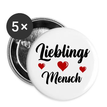 Lieblings Mensch - Buttons groß 56 mm (5er Pack) - Weiß - Vorne