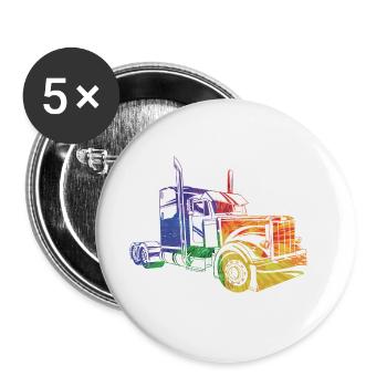 LKW Lastwagen Retro Liebe - Buttons groß 56 mm (5er Pack) - Weiß - Vorne