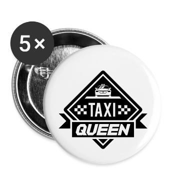 Les couleurs peuvent être modifiées | Taxi Queen - Lot de 5 grands badges (56 mm) - blanc - Devant