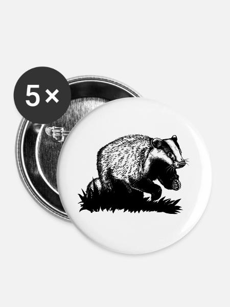 Dachs im Galopp - Buttons groß 56 mm (5er Pack) - Weiß