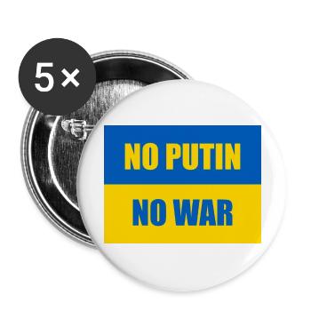 NO PUTIN NO WAR - Ukraine Flag - Buttons large 2.2''/56 mm (5-pack) - white - Front