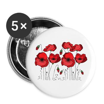Fleur - Lot de 5 grands badges (56 mm) - blanc - Devant