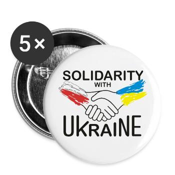 Poland in solidarity with Ukraine - Buttons large 2.2''/56 mm (5-pack) - white - Front
