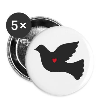 Taube Friedenstaube - Buttons groß 56 mm (5er Pack) - Weiß - Vorne
