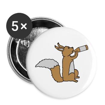 Beer-drinking squirrel - Buttons large 2.2''/56 mm (5-pack) - white - Front