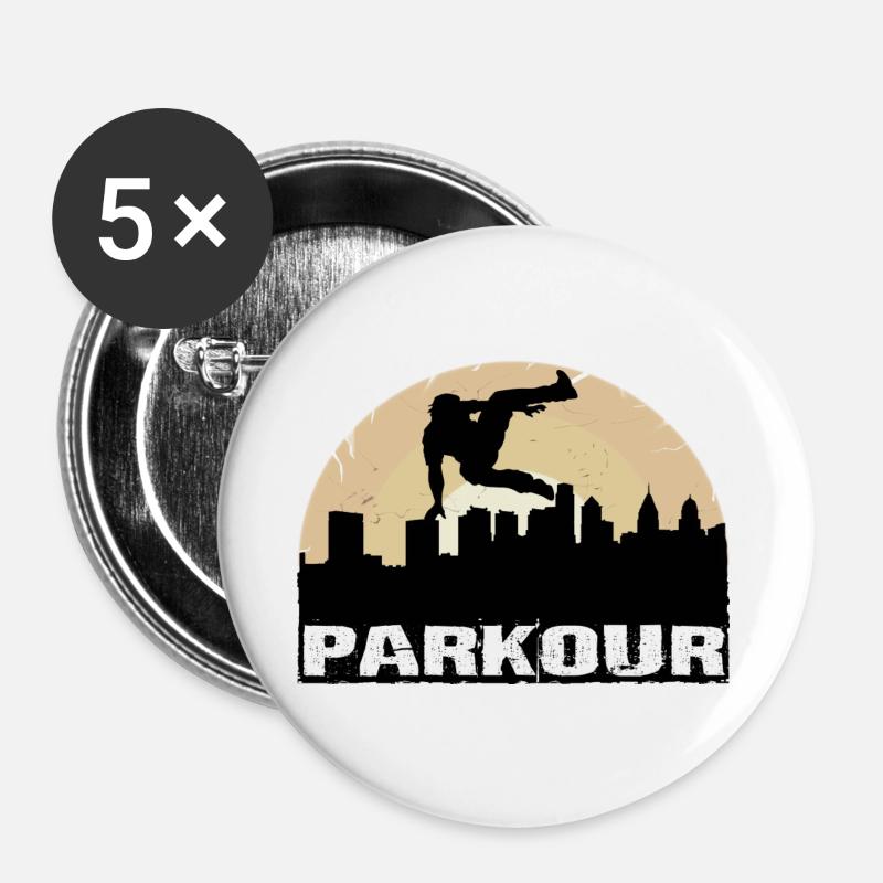 Parkour - Buttons groß 56 mm (5er Pack) - Weiß