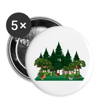 Waldtiere Bäume Wilde Natur Natur - Buttons groß 56 mm (5er Pack) - Weiß - Vorne